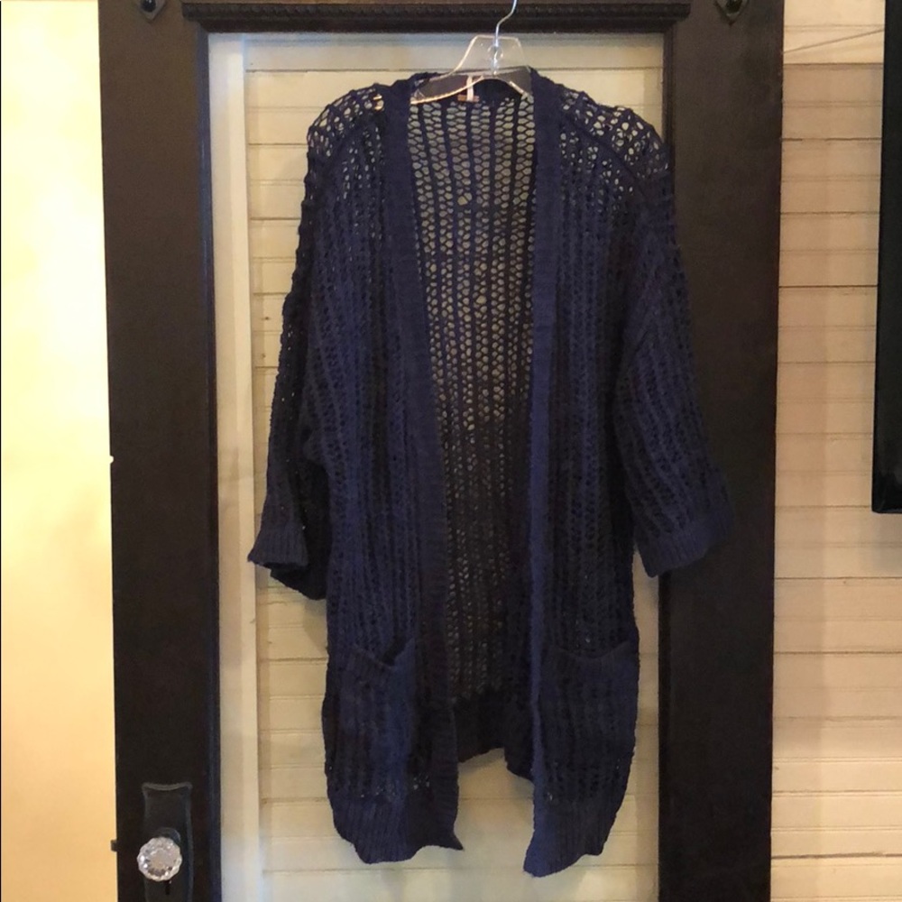 Free people cropped sleeve woven cardigan